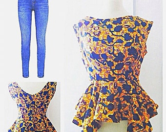 Peplum Ankara Top African Clothing African Print Top African Fashion Women's Clothing African Fabric Ankara Fashion Ankara African Blouse