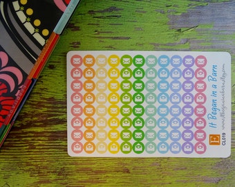 Mail Planner Stickers | Happy Mail Planner Stickers | Use In Erin Condren Life Planner | Use In Happy Planner | Email | Dot Stickers | CL019