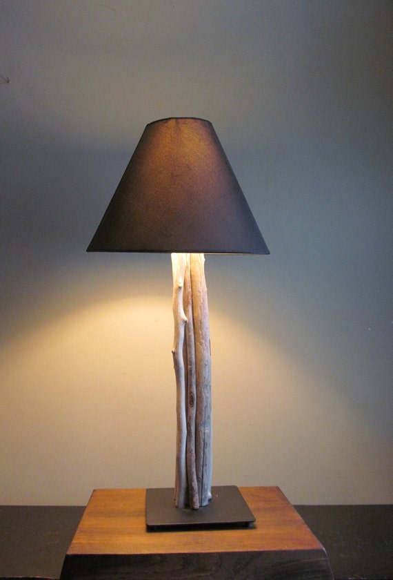 18 Driftwood Table Lamp with Black Base and Unique