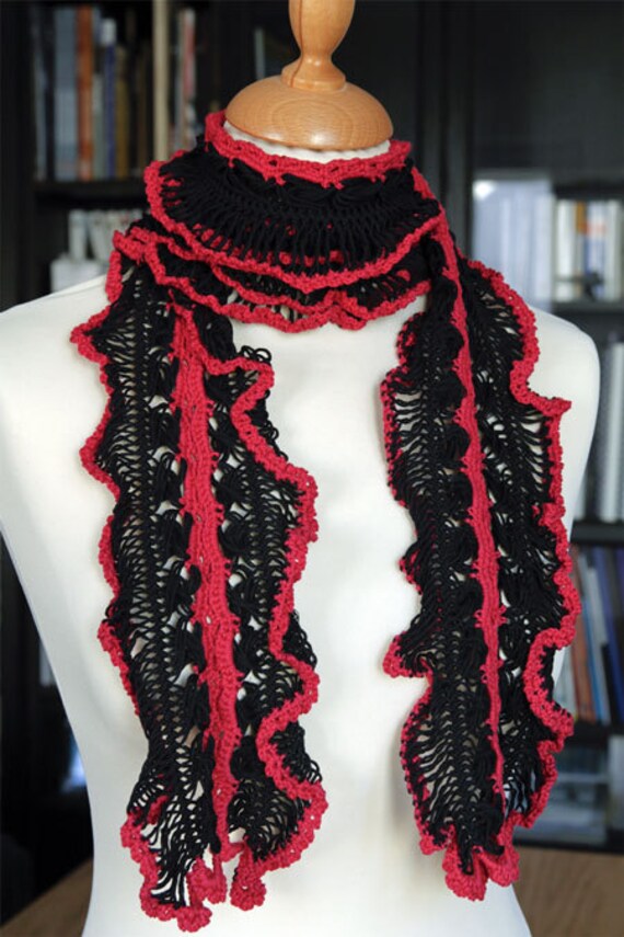 Crochet Lace Scarf 165x15cm 65x85.9in 100% Cotton Many