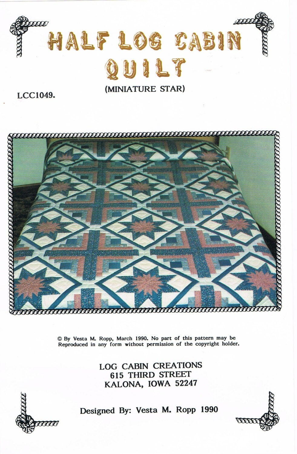 QUILT Miniature Star Half Log Cabin Quilt Pattern Queen