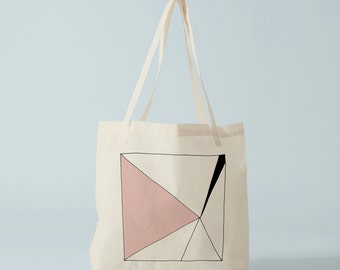 Pink Triangle Tote bag. Cotton bag, sports bag, yoga bag, baby bag, groceries bag, school bag.