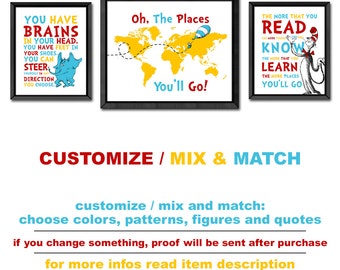 dr seuss prints, dr seuss baby shower decor, dr seuss baby gift, dr seuss wall art, dr seuss nursery, dr seuss kids room, dr seuss signs