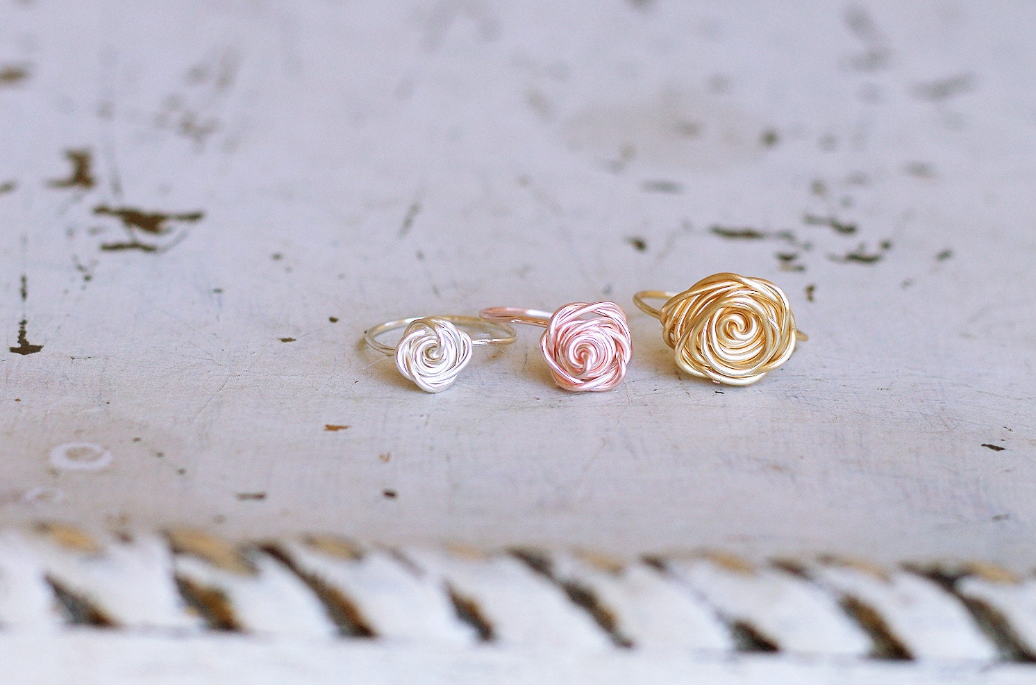 Rose Ring Rose Gold ,14K Gold-Filled, Sterling Silver, Flower Girl, Girlfriend Gift, Bridesmaids Ring, Valentine's ,Anniversary