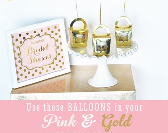 Bridal Shower Decorations - Pink and Gold Bridal Shower Decor - Bridal Shower Decor Heart Balloons (EB3110HRT) - SET of 3 Balloons