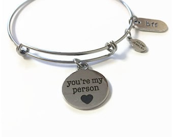 You're My Person Expandable Bracelet Best Friend Stacking Bracelet You're My Person Charm Bangle You're My Person Adjustable Bangle Bracelet