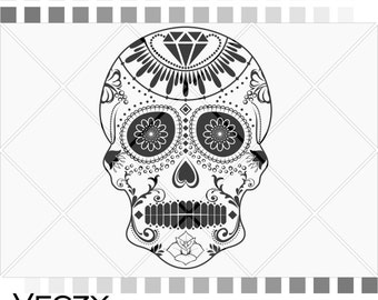 Sugar skull svg, candy skull, day of death, files for cricut, Skull svg, Files for Silhouette Cameo or Cricut, EPS, DFX, SVG, SV00081