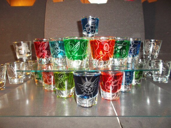 Pick-a-poke! Any pokemon etched shot glass (One shot glass)