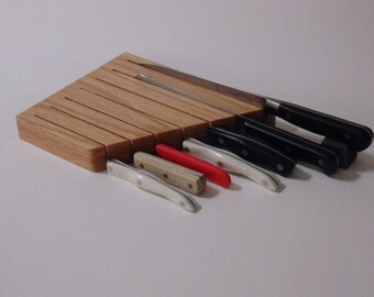 Knife Block, In-Drawer Knife Block, Large Size in Oak