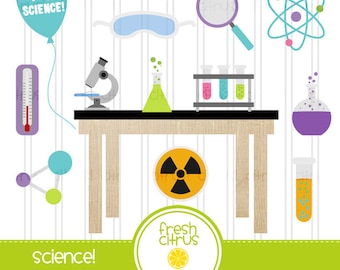 School Clip Art Science Lab College Microscope Beaker Table Clip Art