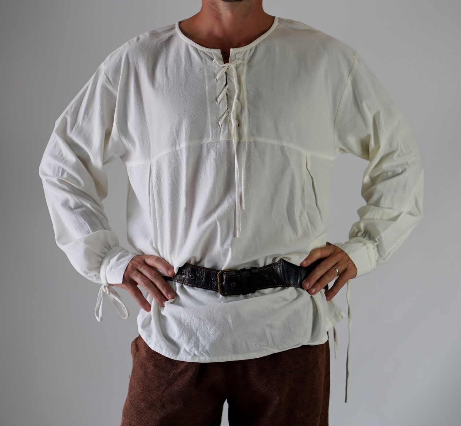 ROUND COLLAR Cream Renaissance shirt medieval by zootzugarb