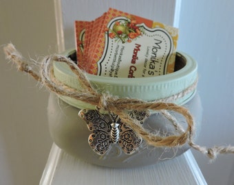 Business Card Holder | Butterfly Decor | Mason Jar Business Card Holder | Desk Accessories | Desk Decor | Office Decor | Desk Organizer