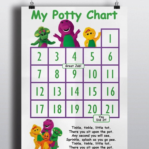 Barney &amp; Friends Potty Training Sticker Chart / Barney / Baby Bop 