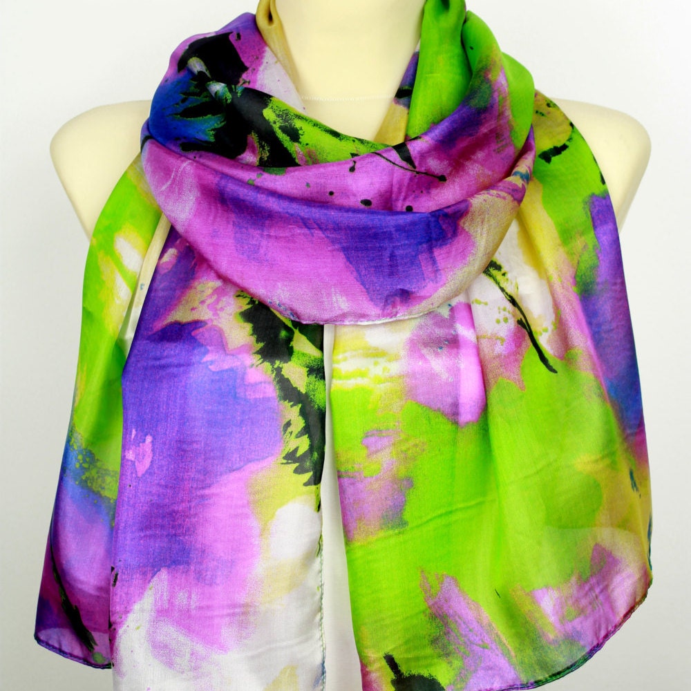 Natural Silk Scarf Rainbow Silk Scarf Womens Scarves Fashion