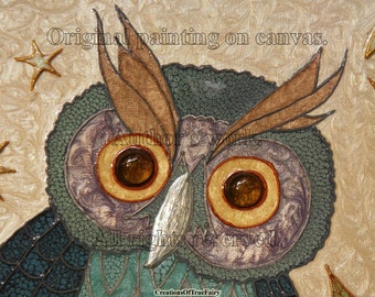 Owl wall art Owl decor Animal original acrylic painting on canvas Decorative owl Best gift ideas Gifts for men who have everything