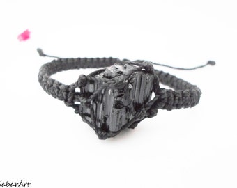 Raw tourmaline bracelet, raw black tourmaline bracelet, tourmaline jewelry, jet black, schorl bracelet, radiation protection, black bracelet