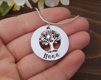 Family Tree With Birthstones Grandmother Necklace | Necklace For Nana | Nana Necklace | Gift For Nana | Gift From Grandkids | Nana Necklaces