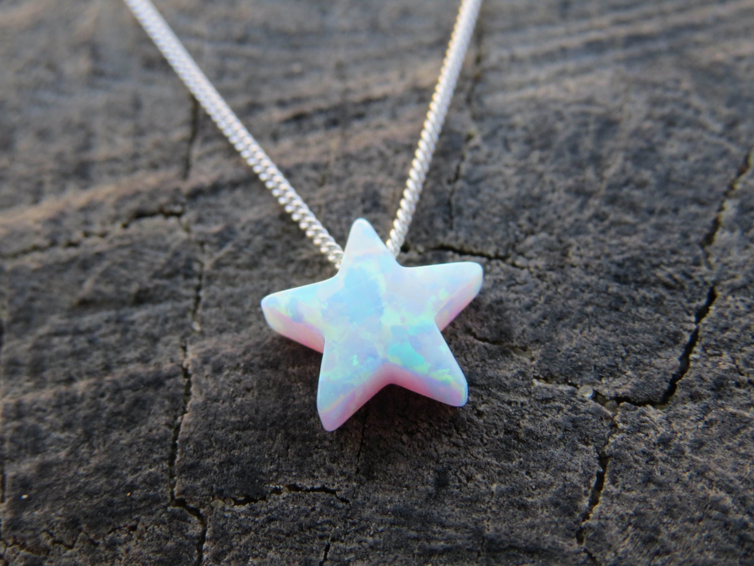 Opal necklace opal star necklace opal silver necklace opal