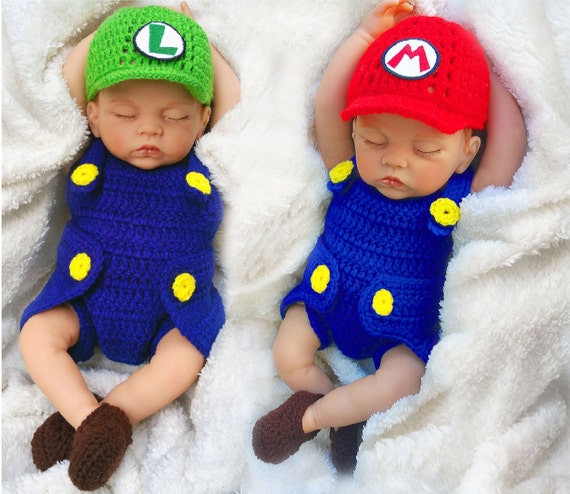 Plumber Brothers SetCrochet Baby OutfitBaby Brothers by gugagii