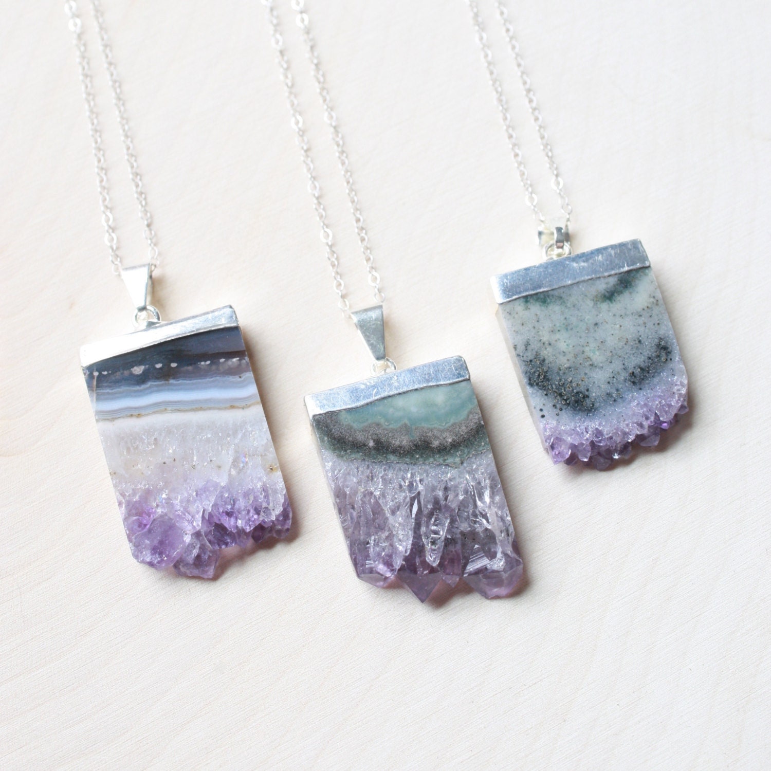 Amethyst Necklace Stone Necklace Amethyst Geode Boho