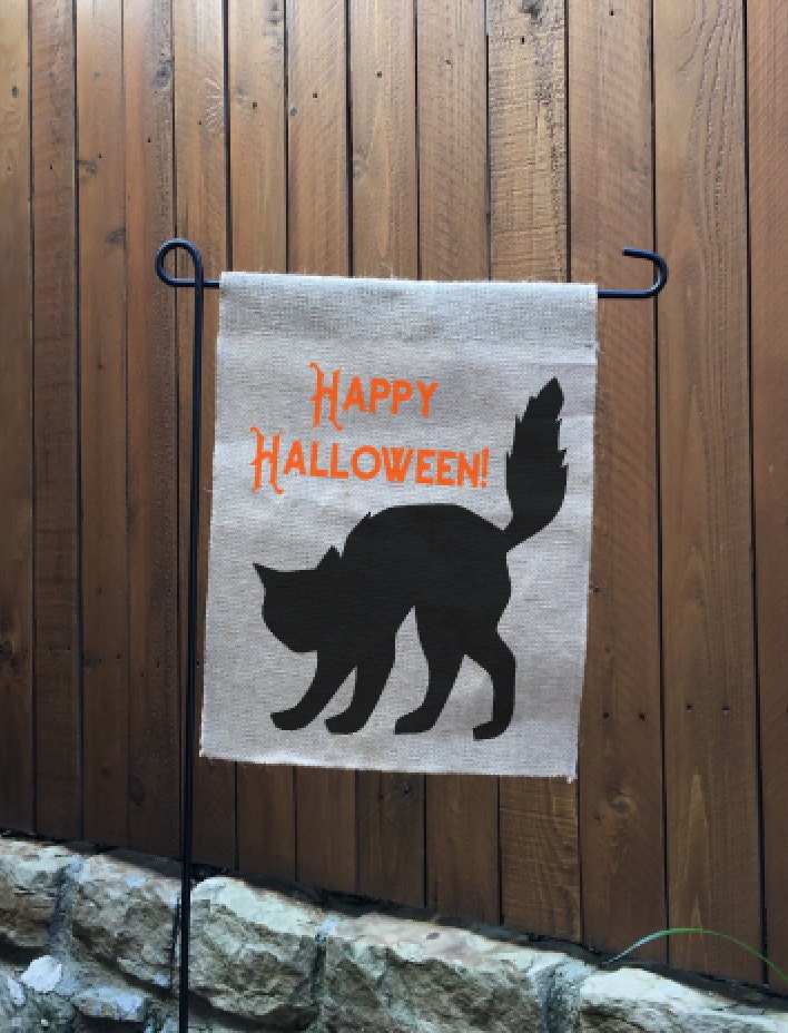 Halloween black cat garden flag