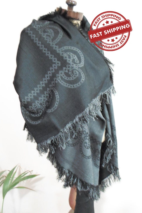 Black Blanket scarf fall winter fashion blanket by AtlasScarf