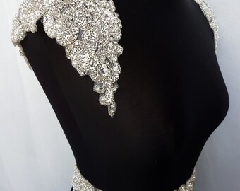 1 pair shoulders, Luxury applique, Shoulder Applique, Bridal Epaulettes, bridal applique, dress embellishment, beaded applique, KAREN- SH