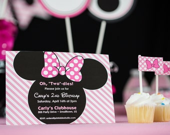 Pink Minnie Mouse Invitation - INSTANT DOWNLOAD Minnie Invitation - Oh Twodles birthday party invitations by Printable Studio