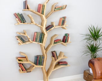 Elm Tree Bookshelf - Compact Tree Shelves Book Shelf Design Handmade in the UK