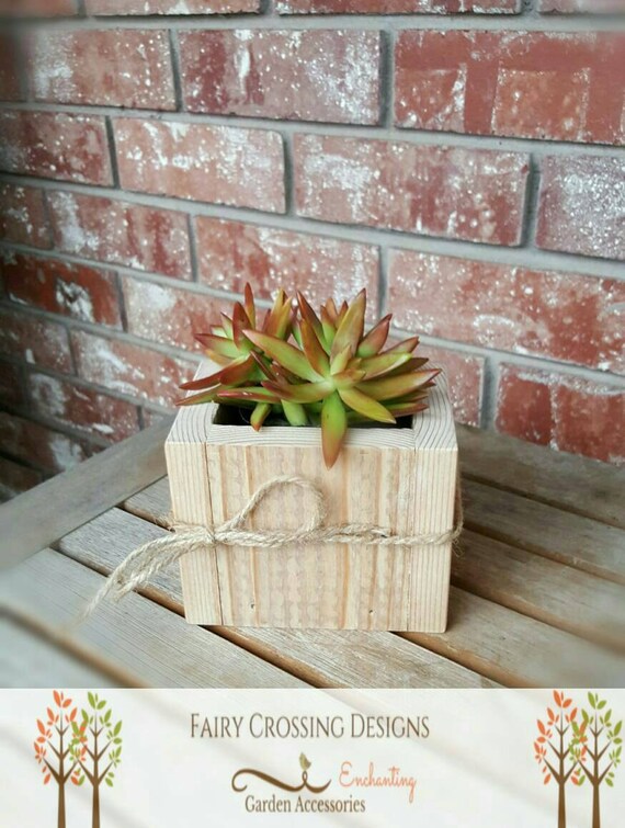 Flower Box Succulent Planter Garden Box Home Decor Wood Accent 5"L x 4 