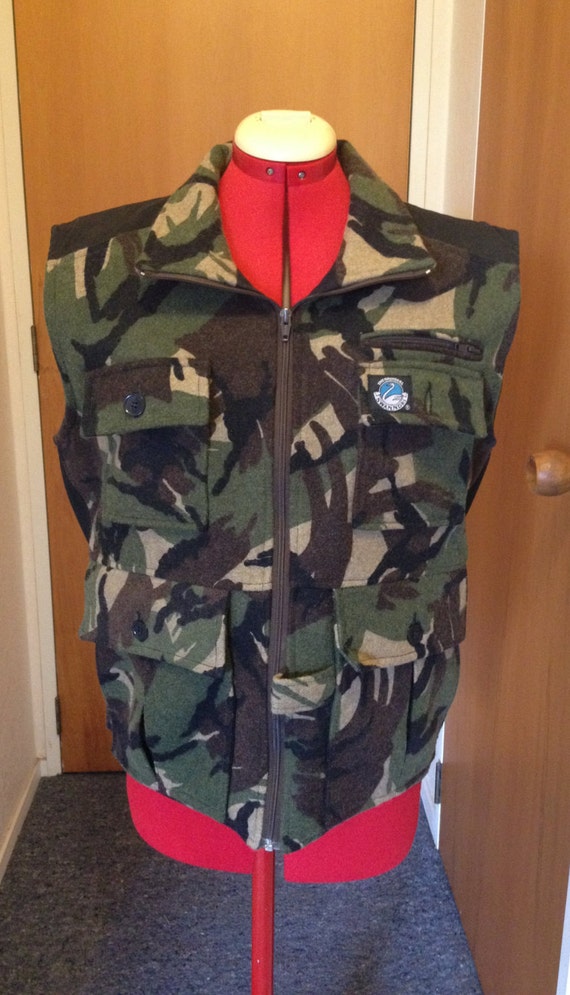 Swanndri S Mens Camouflage Camo Vest Wool and Oilskin