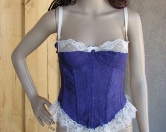 Vintage Garter Corset Bra with Kimono Robe & Panty, Lingerie Set, Pin Up, Burlesque, Festival, Bridal Lingerie, Bustier, 1980s 80s Lingerie