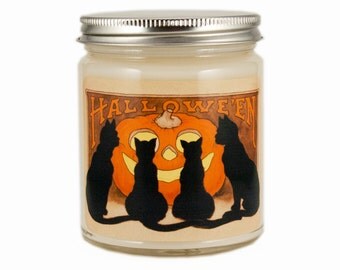 Halloween Candle, Scented Candle, Soy Candle, Vintage Halloween, Container Candle, Cat Candle, Halloween Decor, Pumpkin Spice Latte