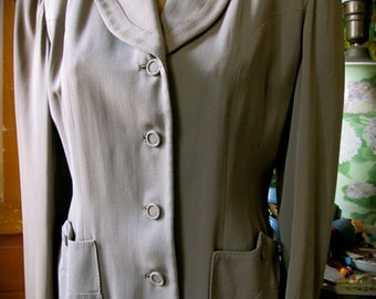 40s Suit Jacket - Tailored Jacket - Padded Shoulders Jacket - 1940s Women's Jacket - 38 Bust - 34 Waist - Film Noir Jacket - 40s suit