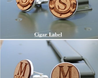 Personalized Cufflinks, Cufflinks, Silver, Custom Cuff links, Groomsmen Cufflinks, Wood Cuff links, 20mm, Round Cuff Links, Mens Cuff Links