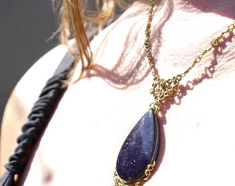 Purple Sparkle Venturine Necklace in Wire - Made to Order