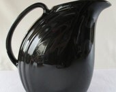 Pitcher, Hall Type, Vintage Black Glaze Ceramic Water Pitcher, 6 Cup Water Juice Container, Retro Dining Serving, Art Deco Design Pitcher, Hall Type, Vintage Black Glaze Ceramic Water Pitcher, 6 Cup Water Juice Container, Retro Dining Serving, Art Deco Design