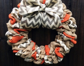 Burlap Wreath, Everyday Wreath, Chevron Wreath, Front Door Decor, Front Door Wreath