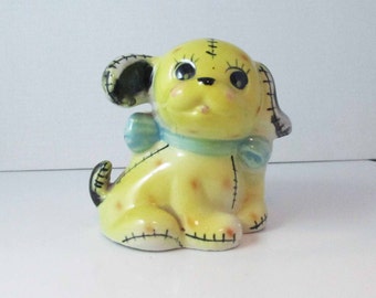 Shafford Japan Yellow Puppy Dog Planter #4303 Hand Decorated Pottery Planter Vintage