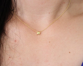 Tiny gold star necklace, dainty delicate silver star necklace, toddler gift, children silver star necklace, minimalist, everyday jewelry