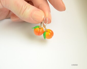 Peach Earrings, Polymer Clay Peach Earrings, Polymer Clay Fruit, Earrings, Mini Fruit Earrings, Fruit Jewelry, Polymer Clay Peach,Mini Peach