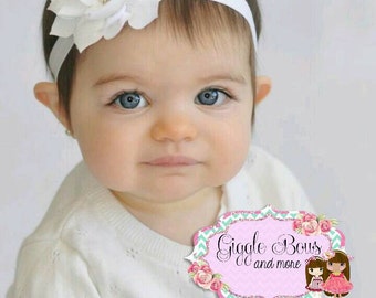 White baby headband, white headband baby, white headband, baptism headband, christening headband, Valentine headband, baby first Valentine
