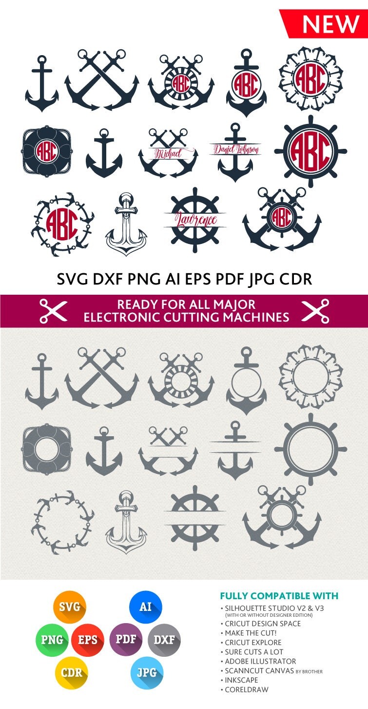 Download Anchor Svg Anchor Monogram svg Nautical Svg Nautical by ...