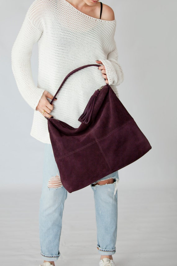 for school hobo bag Leather tote, leather Leather tote hobo woman, shoulder bag, Suede bag