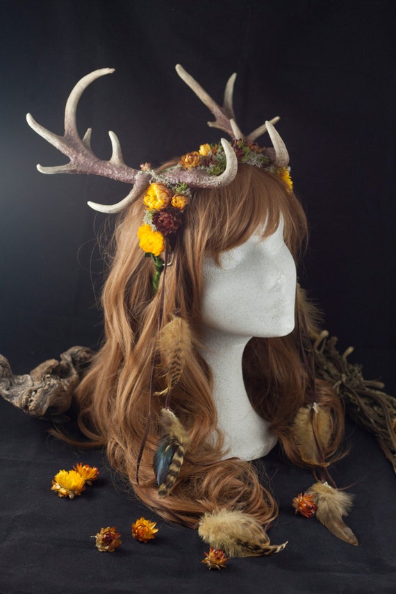 Deer antlers headpiece fantasy headdress horns and by OniricVault