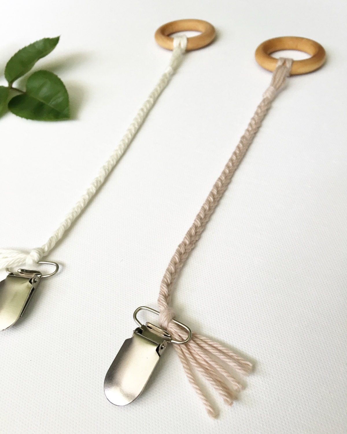 Cotton Braided Pacifier/Teething Ring Clip