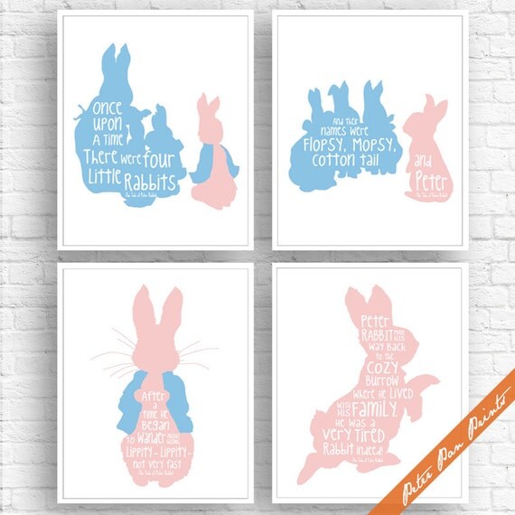 the tale of peter rabbit quotes set of 4 art print