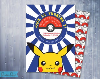 POKEMON Birthday Invitation - Boys Birthday - Kids, Pikachu, Modern, Customizable, Boy Birthday Party Invitation
