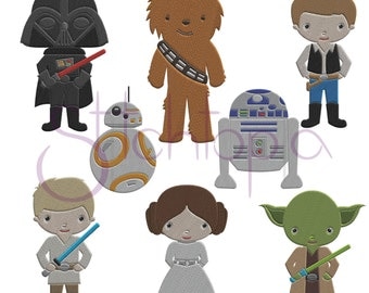 Space Guys Embroidery Design Set - Star Wars Digital Machine Embroidery Design Bundle - Instant Download - 8 Star Wars Embroidery Designs