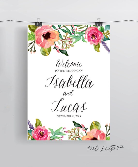 Isabella Wedding Welcome Sign DIY Printable by cokkodesigns